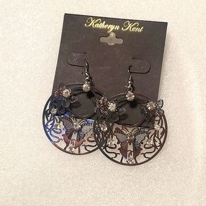 Katheryn Kent Silver Jeweled Butterfly Earrings
